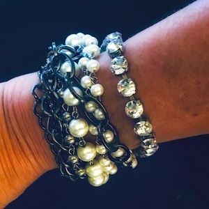 One of a Kind Chunky Multi Chain-Pearl Bracelet.